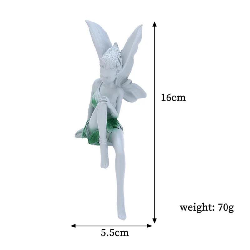 Green Resin Fairy Statue Hand Painted Artificial Garden Ornament Outdoor Lawn Patio Yard Home Decoration Gift Table Shelf