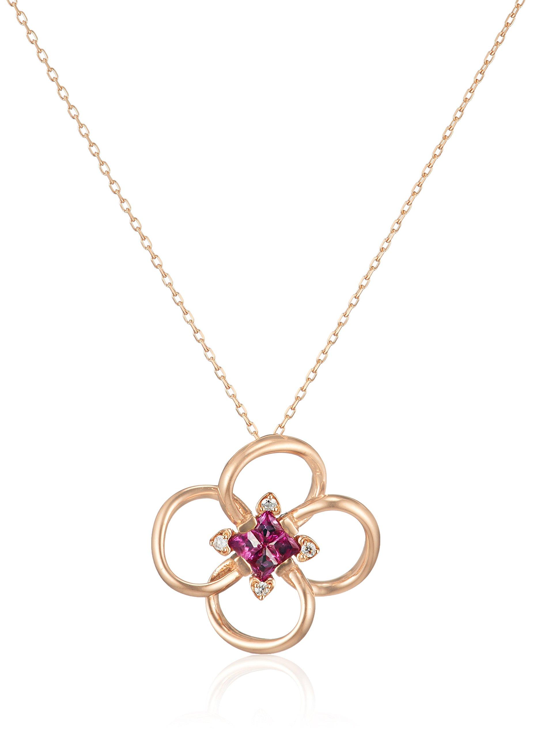 

AJC Collection July Birthstone Ruby K10 Pink Gold Flower Motif Necklace [AJC Collection] 0451-7671-0018-0000 рожевий
