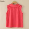 ZANZEA Women Casual Round Neck Solid Color Sleeveless Ves Tops