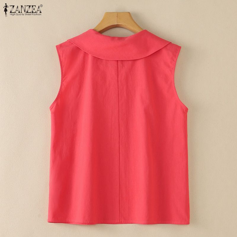 ZANZEA Women Casual Round Neck Solid Color Sleeveless Ves Tops