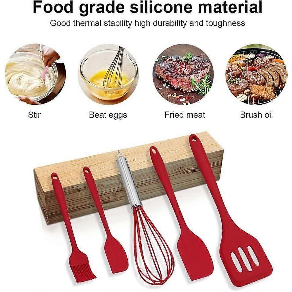 5-Piece Silicone Kitchen Utensil Set, Non-Stick Heat-Resistant Baking & Cooking Tools with Whisk