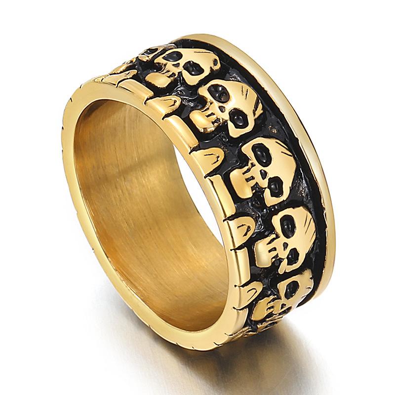 Gothic Style Punk Retro Black Biker Ring Men Hiphop Rock Stainless Steel Skull Finger Rings Party Accessories Jewelry