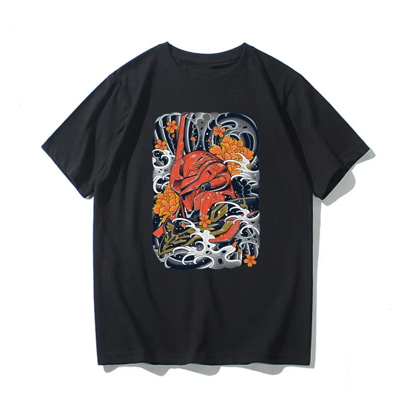 2026 Summer Mobile Suit Gundam Strike Freedom Bust Print Loose Anime Mecha Casual Short Sleeve Women And Men T-shirt