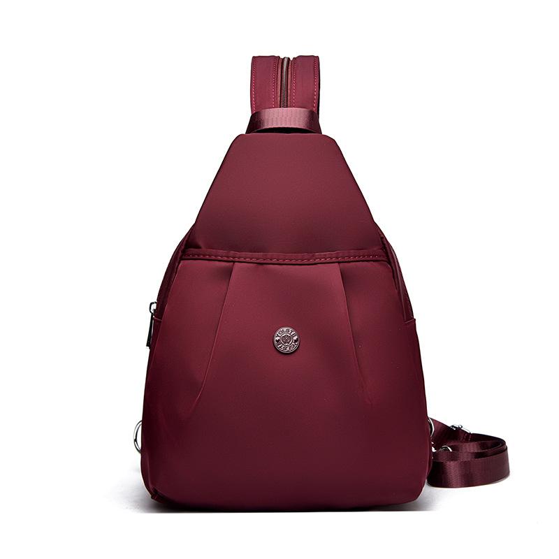 Schoolbag Backpack Women's Canvas Bag Multifunctional Small Travel Backpack Simple Fashion Oxford Cloth Oblique Cross Commuter Small Breast Bag