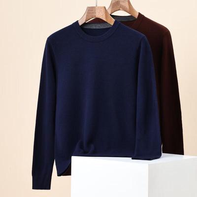 Hengyuanxiang Herren Pullover mit Rundhalsausschnitt, 100% reine Wollmischung