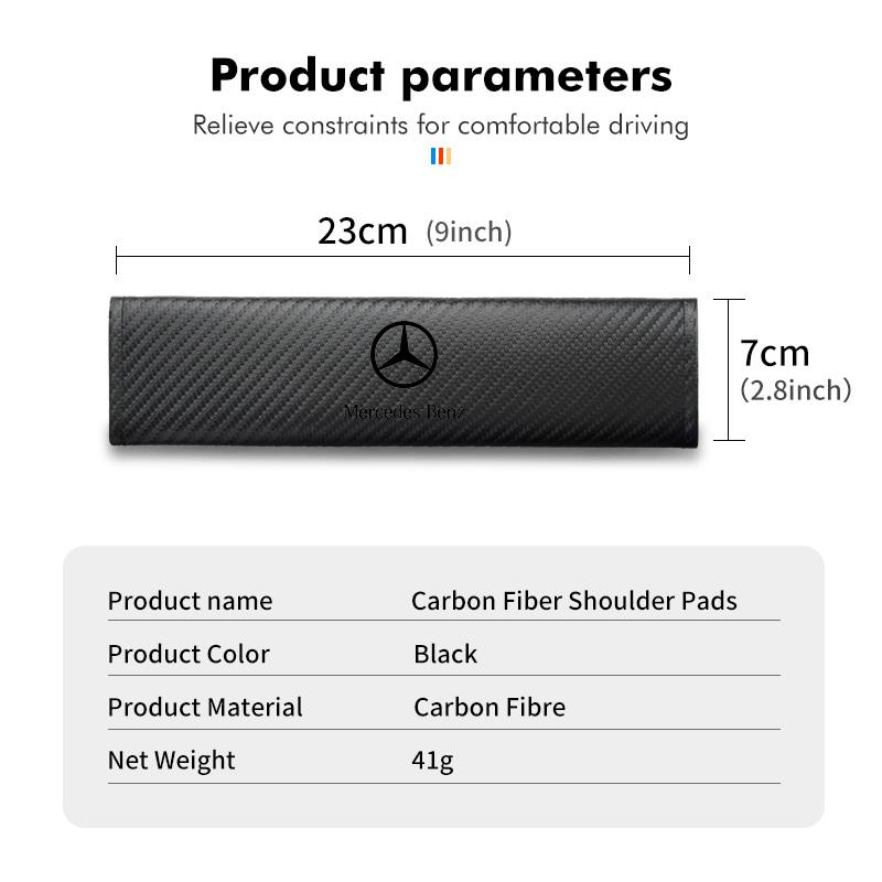 CGRE6 Car Logo Seatbelt Shoulder Protector Cover Carbon Fiber Safety Belt Accessories For Benz AMG Exclusive A C E R V Class CLA CLS