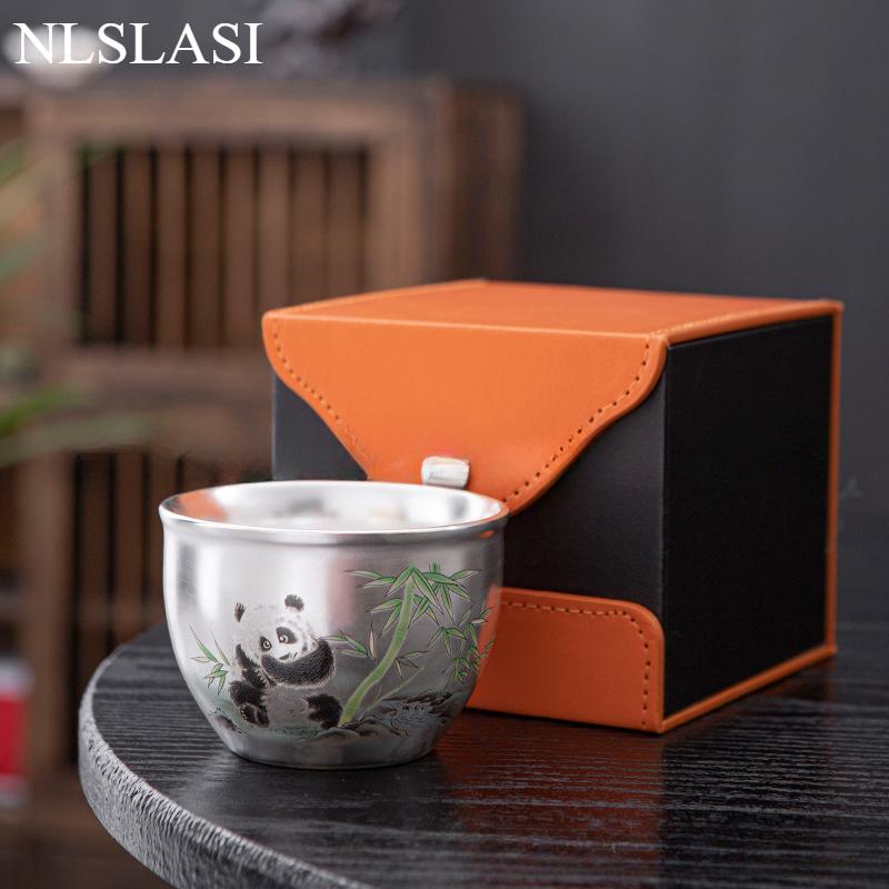 

Chinese Style Metal Tea Cup Gift Box Set Household Tea Cup Metal Single Cup Gift Box Set Housewarming Gift Household Tea Set 200ml