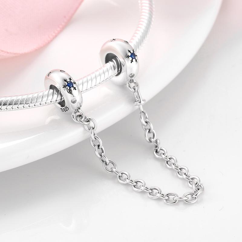 Proteggi il bracciale dalla caduta Tutti i tipi di stile Catena di sicurezza Bracciale in argento sterling S925 Accessori fai da te Gioielli in argento con perline