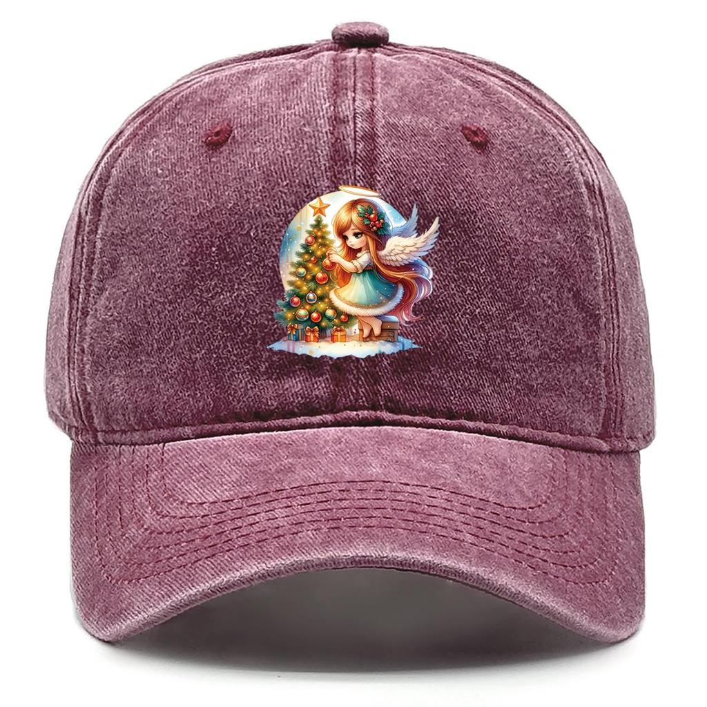 Angel Gift Print Snapback Baseball Cap, Trucker Hat Sunshade Fit Sun Visor Retro Adjustable Sun Hat