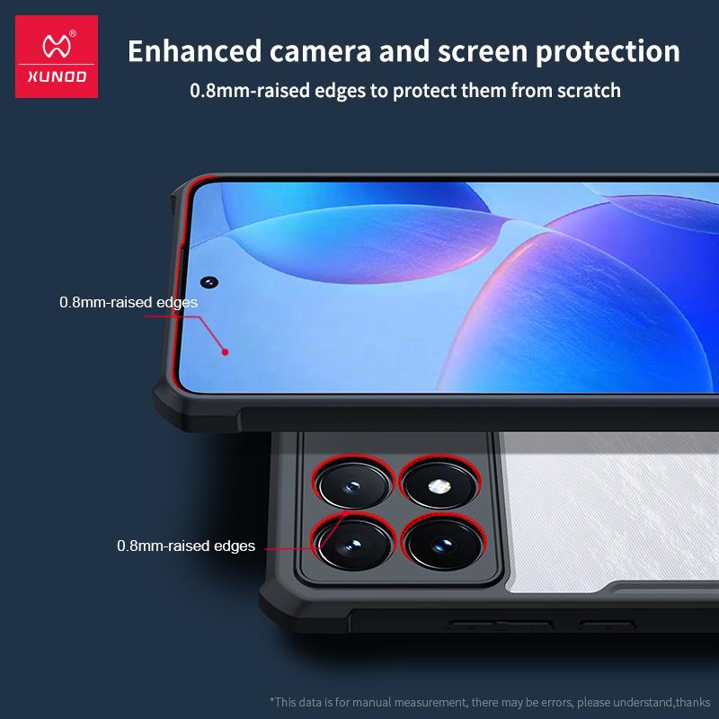 Xundd Case for Xiaomi POCO X6 Pro Case Airbag Anti-drop Shell Camera Protection Acrylic&TPU Back Transparent Cover