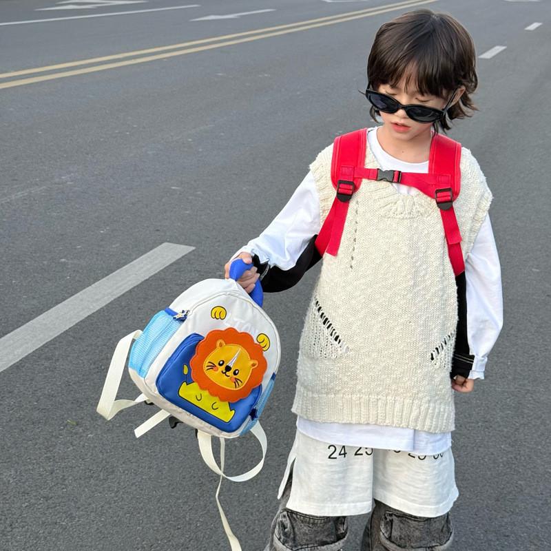 Backpack Preschool Stylish For Boys And Girls With Charming Design Soft Nylon Red Beige Blue