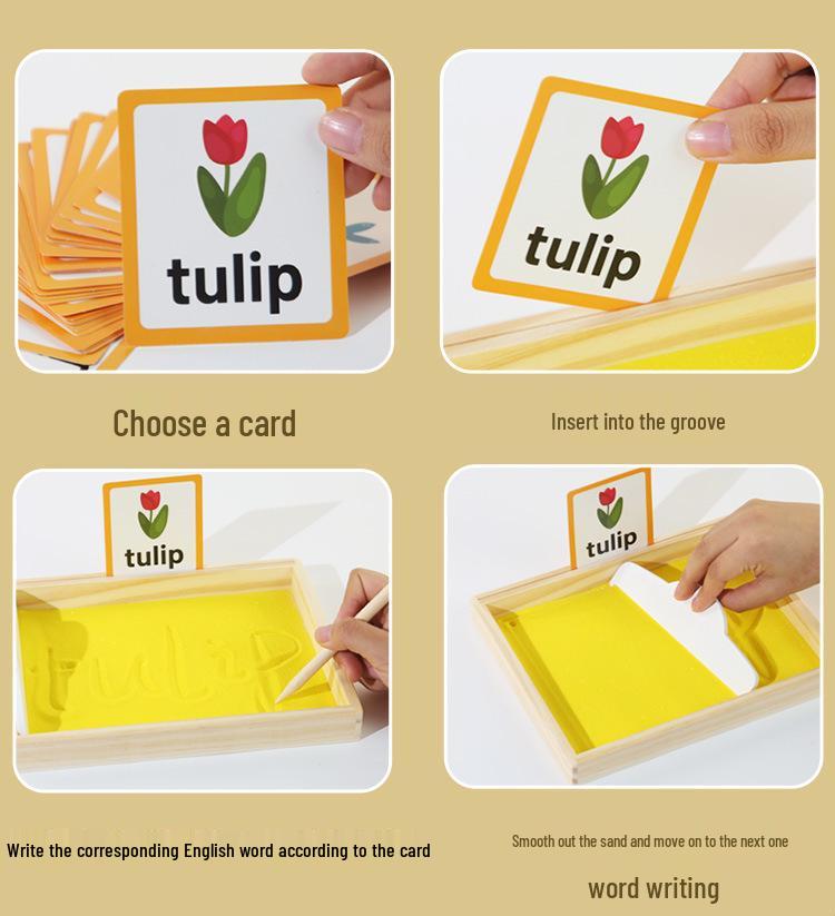 Dřevěná batolecí malba pískem a psaní vzdělávací hračka