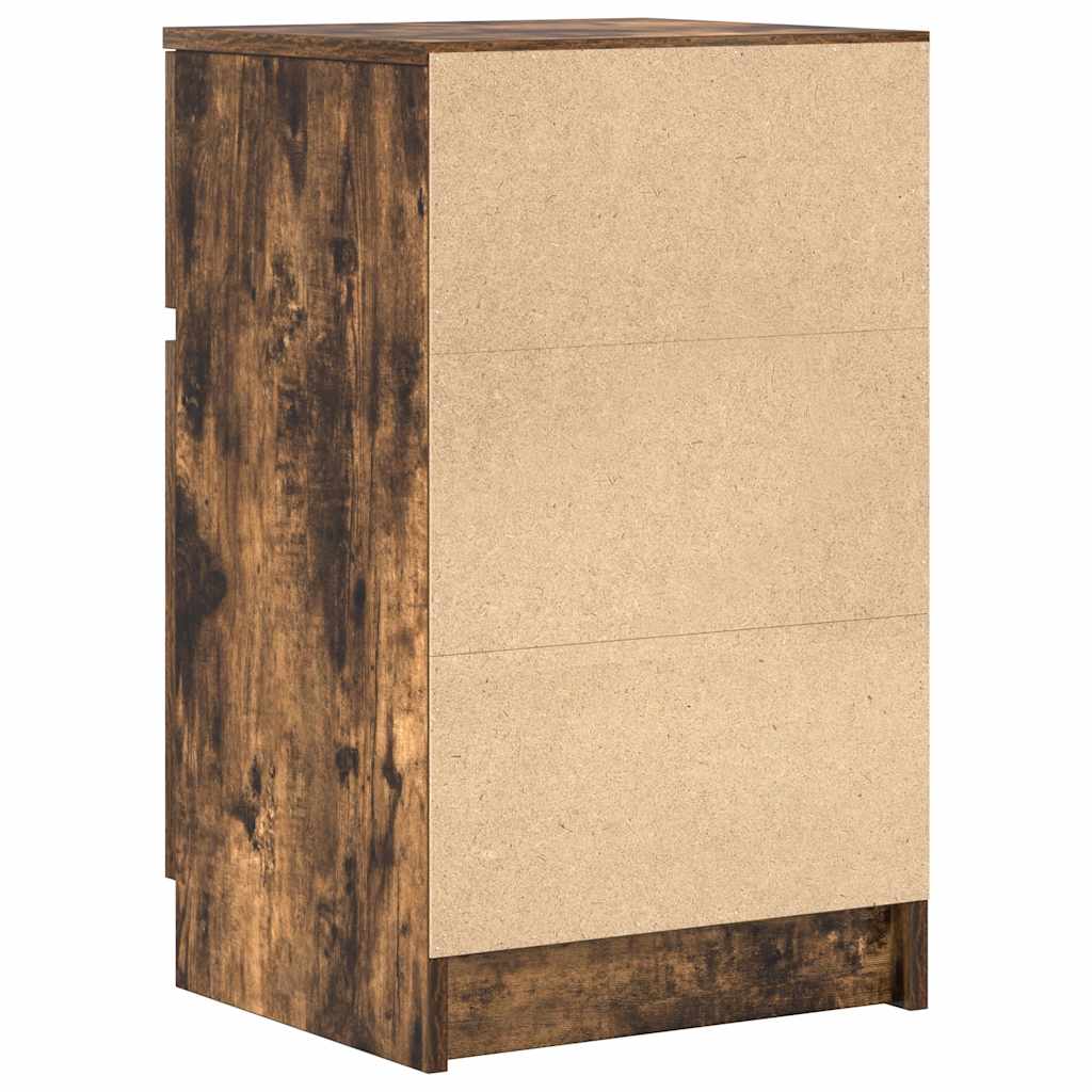 Nightstand Smoked Oak Finish 39 X 35 X 65 Cm Engineered Wood