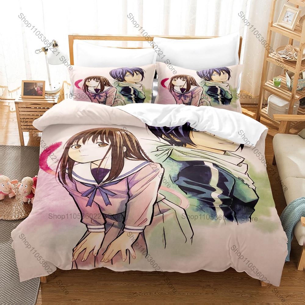 Cool Anime Fantasy Style Duvet Cover + 2 Pillowcases, Noragami Stray God Printed Bedding Set Soft Material Holiday Birthday Gift