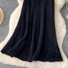 Autumn Winter Women French Elegant Knitted Long Midi Slim Bodycon Fishtail Skirt