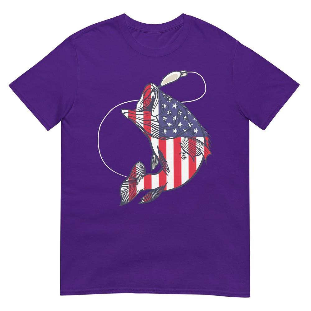 Bass Fishing Fish American Flag Patriotic Fourth Of July Tshirt