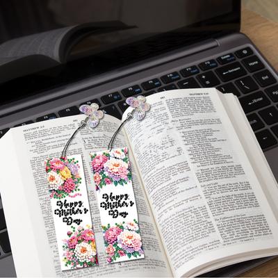 Animals 4Pcs Special Shape Diamond Bookmark Art Projects 5D DIY Diamond Painting Bookmark Diamond Art Bookmark with Pendant