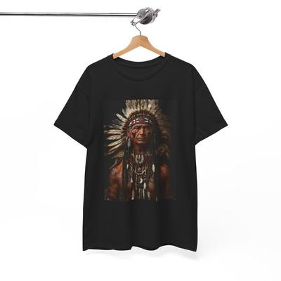 Native American Indianer Kopfschmuck Häuptling T-Shirt Stolz Neu Unisex Schwerer Baumwoll-T-Shirt Unisex T-Shirt