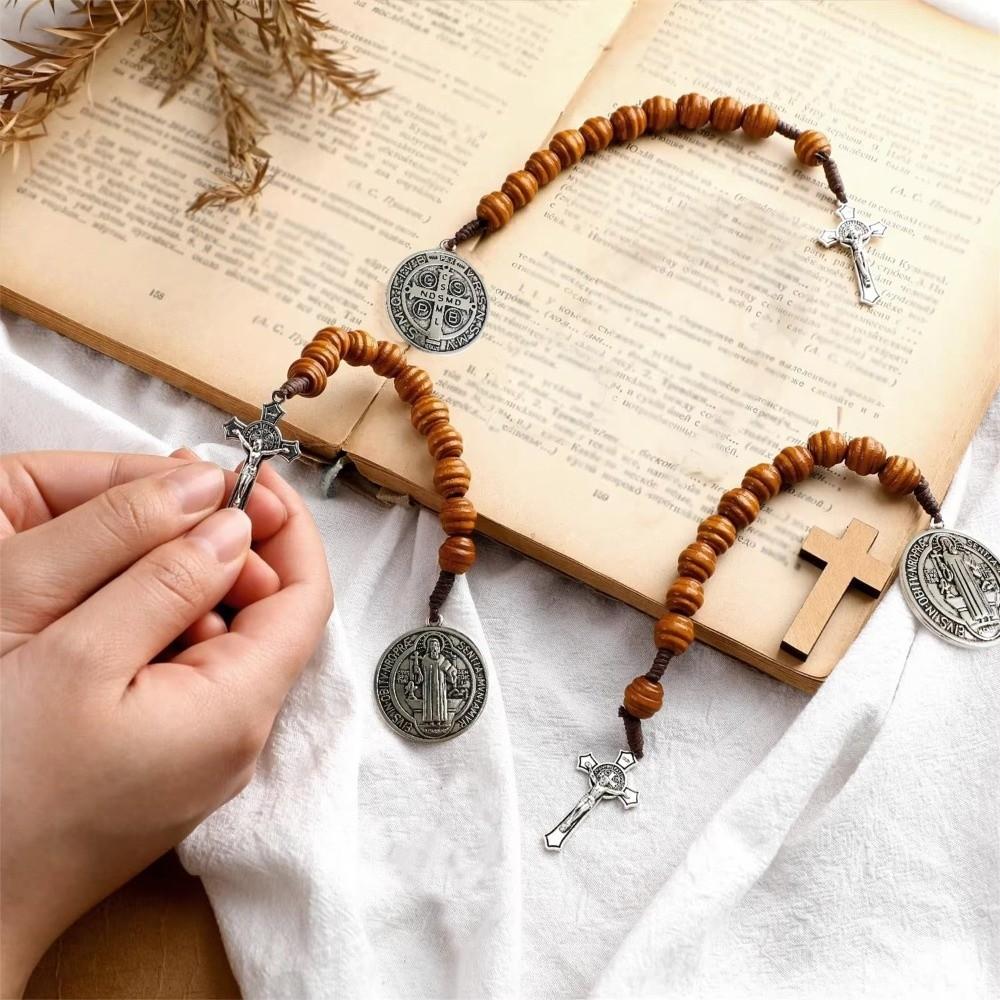 Prayer Saint Benedict Medal Vintage Crucifix Beads Medal Saint Benedict Rosary Prayerful Catholic