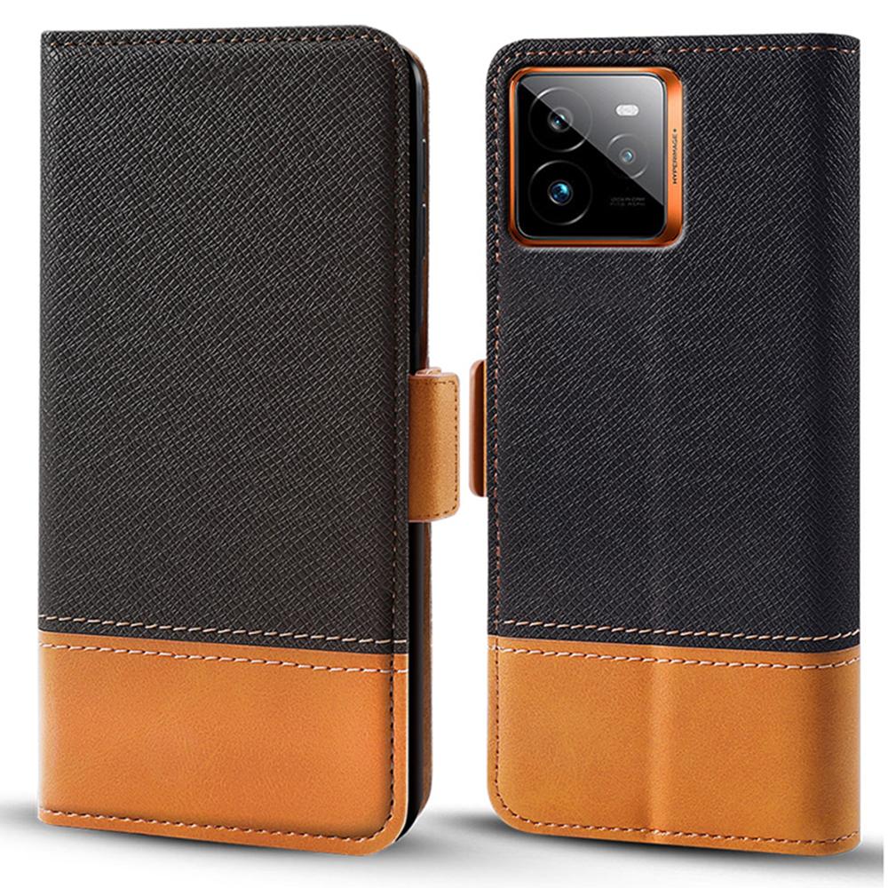 

For Realme GT 7 Pro 5G Case Color Splicing PU Leather Wallet Phone Cover Black