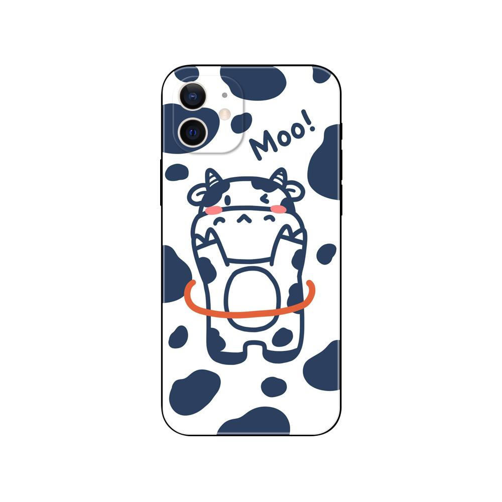 Süße gesprenkelte Milchkuh-Telefonhülle für iPhone 5 5s 2020se 6 6s 7 8 plus x 10 XR XS 11 12 13 mini pro MAX schwarze TPU-Rückseite