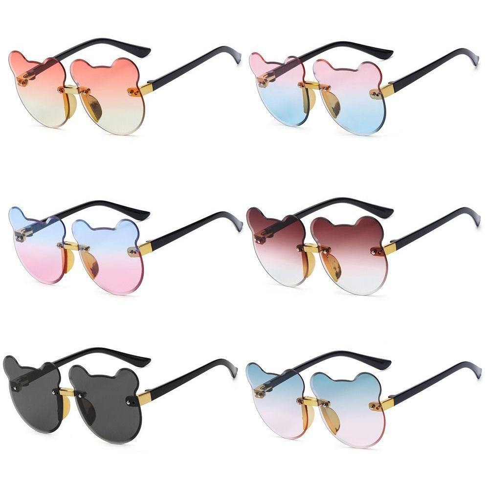 Cartoon Bear Kids Sunglasses Rimless Eyewear Party Children Sun Glasses  for Boys Girls