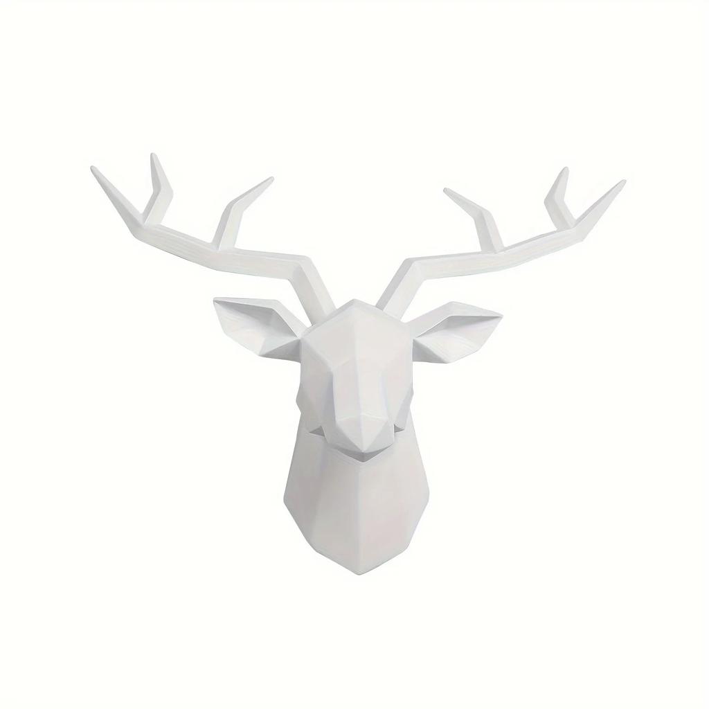 Deer Head Sculpture Animal Statue Figurines Wall Hanging Creative Elk  Art Antlers Statuette for Office Decoration Wall Mount