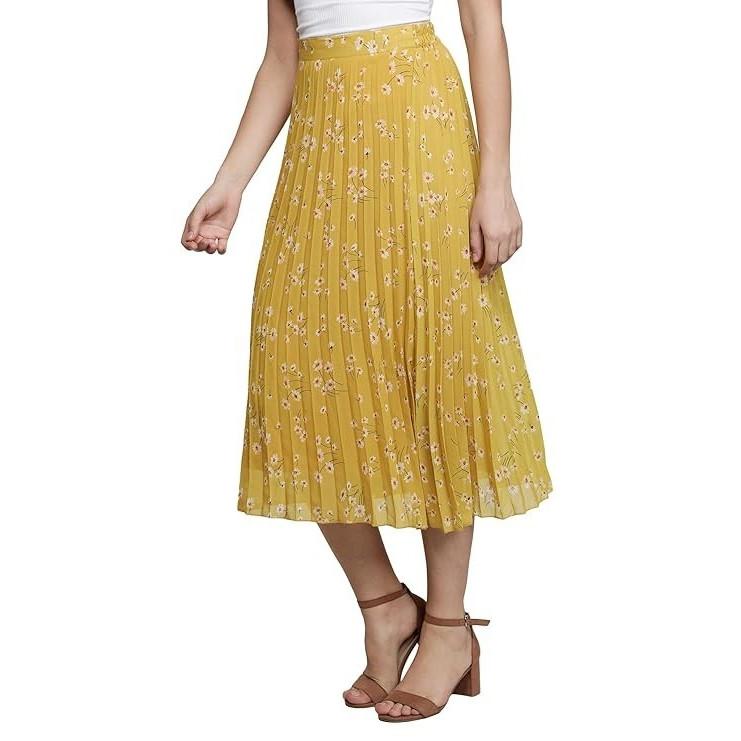 Floral Printed Pure Georgette Skirt Designer Casual Wear Ethnic Middi Skirt
