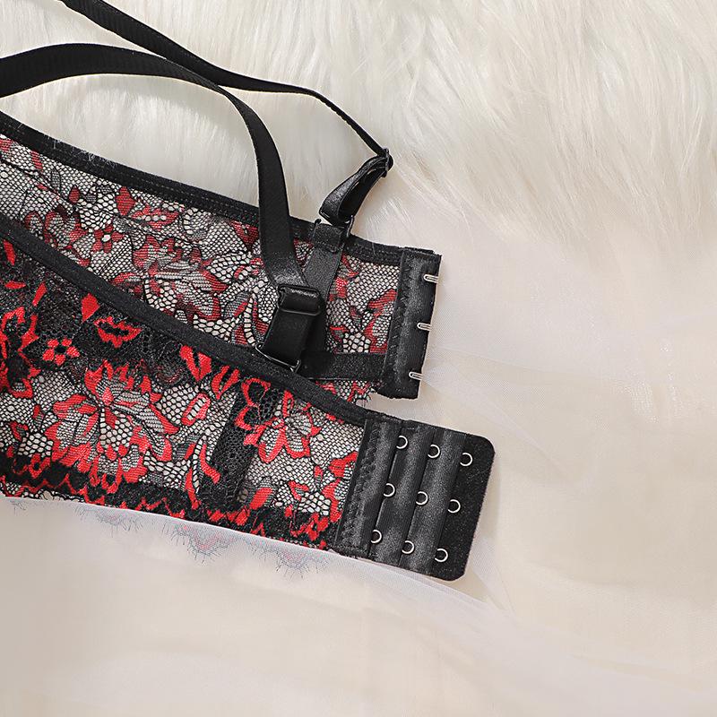 Enhanced Support Plus Size Lace Push-Up Bra In Black and Red - Sexy Women's Lingerie