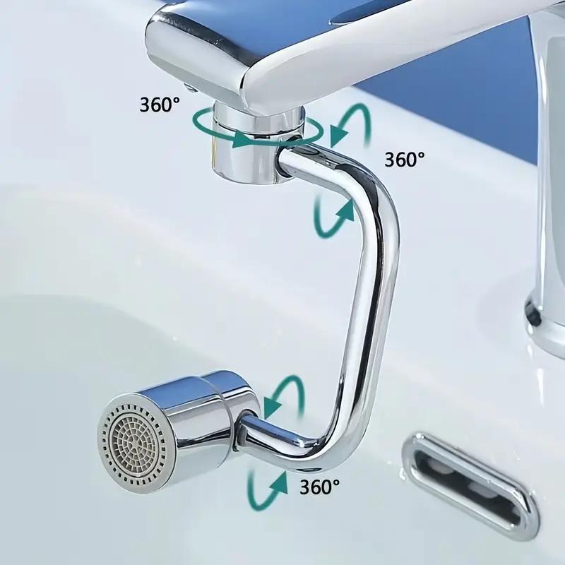 1080° Swivel Kitchen Faucet Extender Universal Splash-Proof Dual Spray Modes Rust-Proof Sink Accessories with Adapter