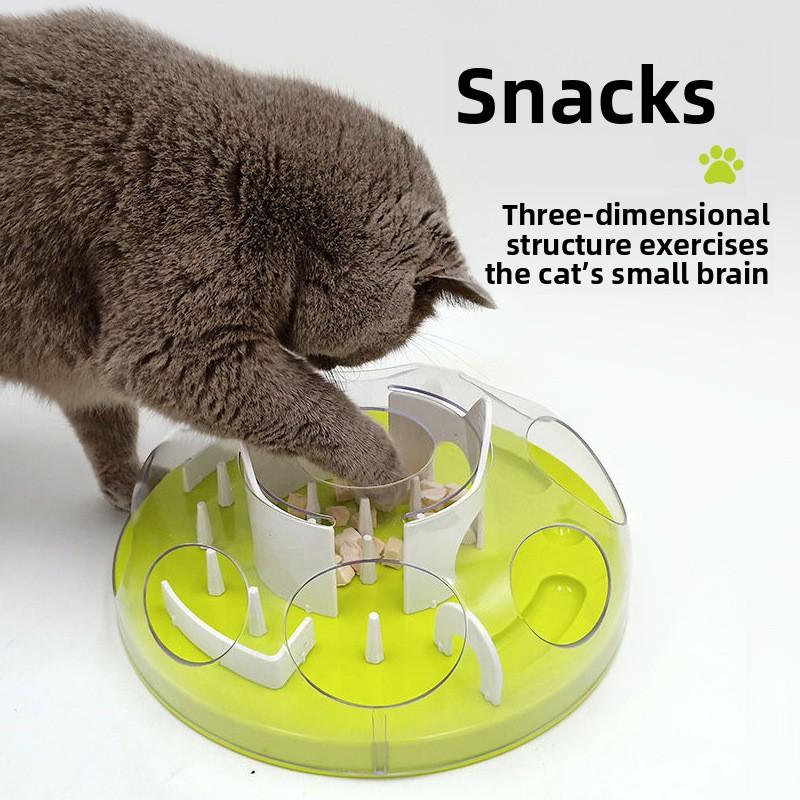 Cat Slow Feeder Puzzle Bowl Toy, Interactive Training Food Game For Boredom Relief, Combination Pet Supply For Indoor Cats