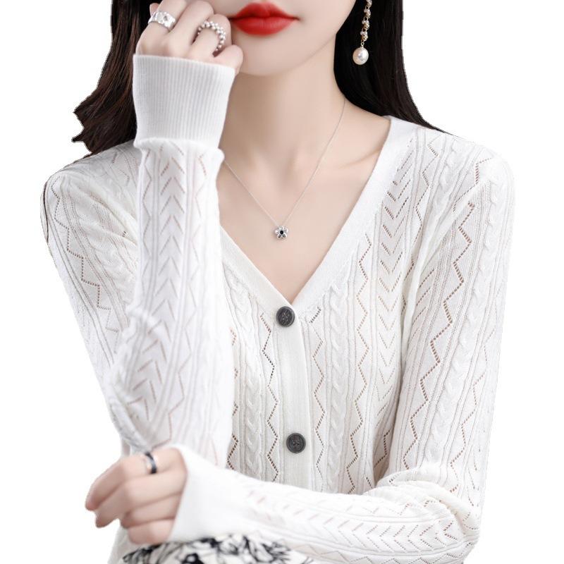 V-hals Uitgesneden Gekamde Wol Vest voor Dames In Lente en Herfst Nieuwe Stijl Airconditioning Shirt Gebreide Jas Dunne Top