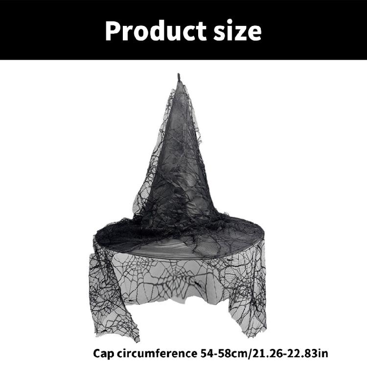 Halloween Cobweb Witch Hat Unique Veil Tulle Wizard Retro Costume Cosplay