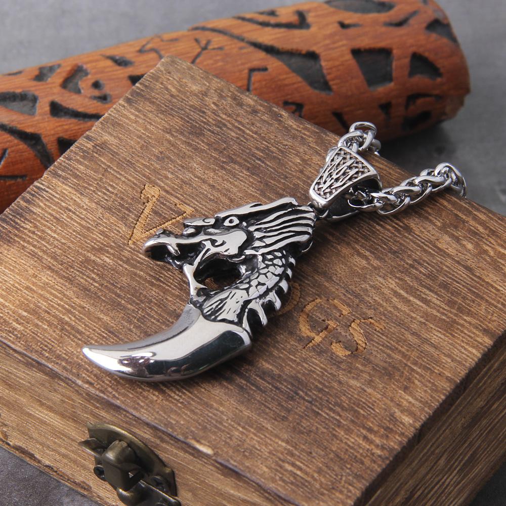 Dragon Claw Pendant Necklace Retro Punk Beast Claw Jewelry for Men Bike Riding Party Accessories