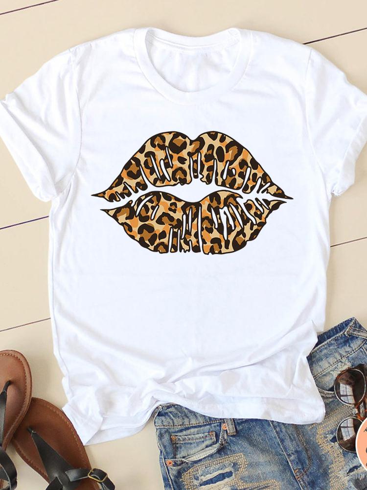 Clothing Summer Short Sleeve Watercolor Lip Sexy New Ladies Casual Unisex Fashion Graphic Tee Tshirts Female T Shirt Clothes