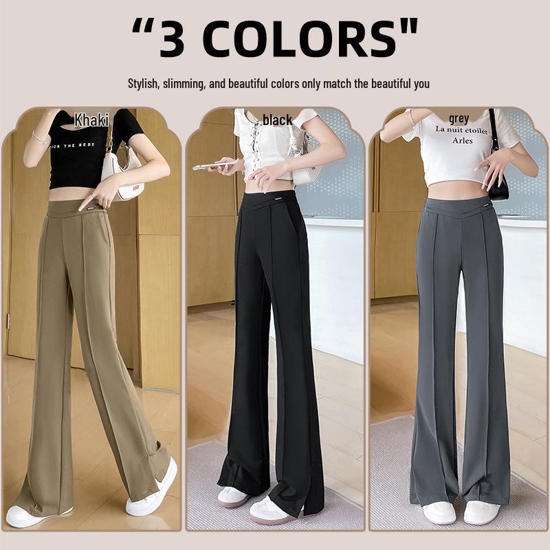 Women's High-Waisted Slit Wide-Leg Micro-Flared Pants - Summer 2025 Collection