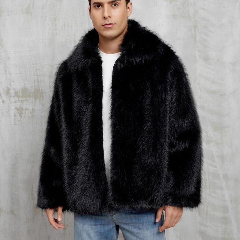 European and American men's lapel short imitation fur jacket thermal jacket plush coat