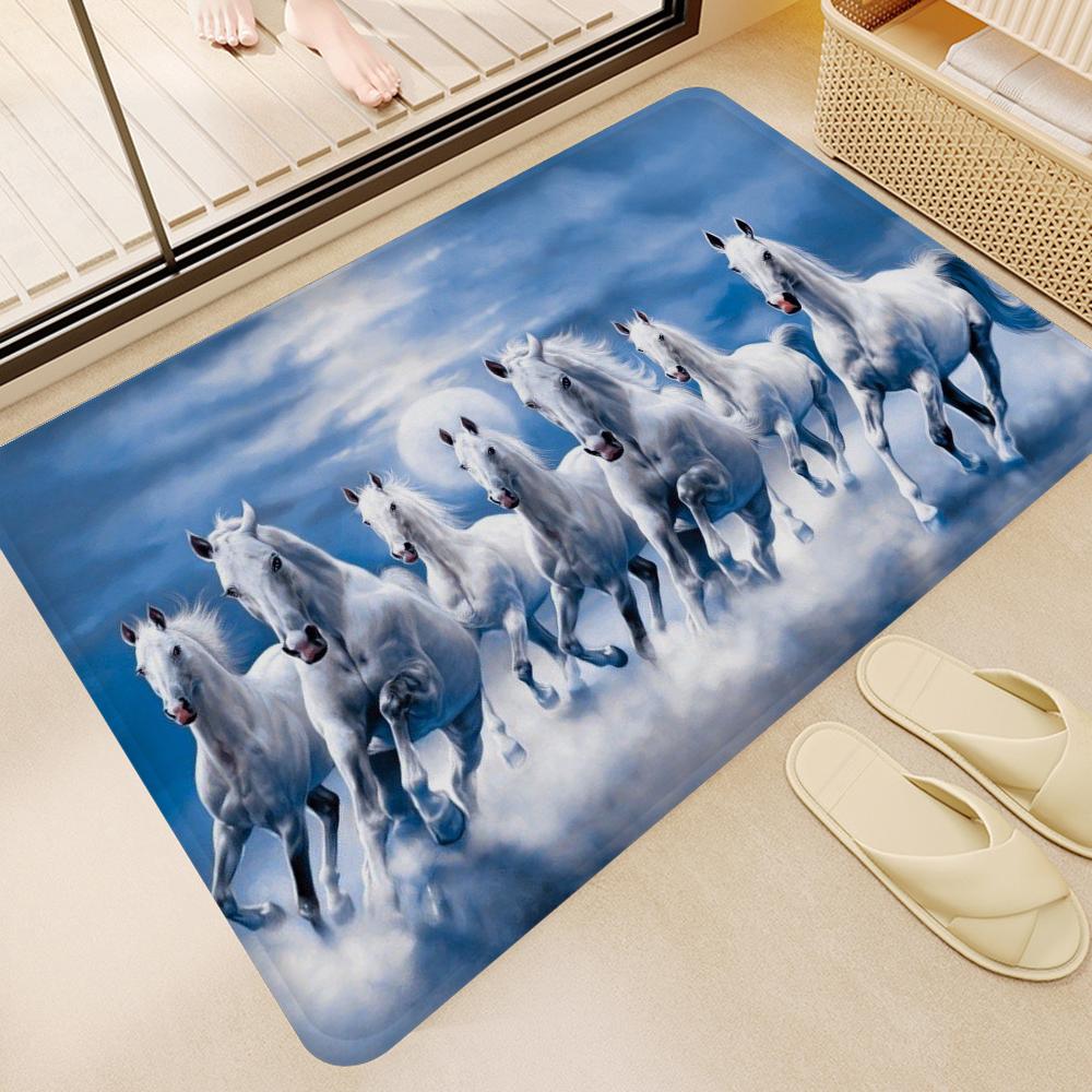 Horse Kitchen Mat Nordic Style Bedroom Living Room Doormat Home Balcony Anti-Slip Welcome Rug