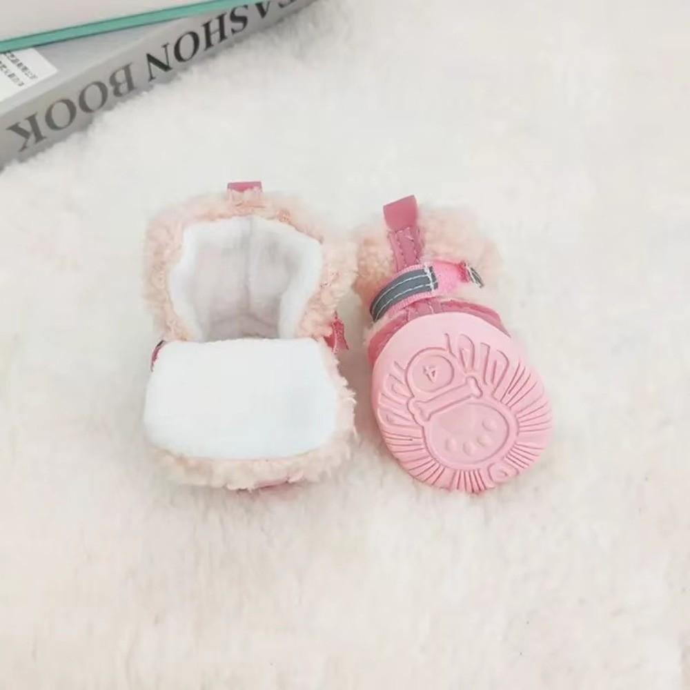4Pcs Anti-Scratch Dog Shoes Strong Grip Snow Boots Cozy Pet Shoes Small Dog