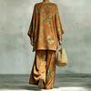 Spot 1116 European and American Temu Explosive Bohemian Bat Sleeve Top + Wide-leg Pants Set