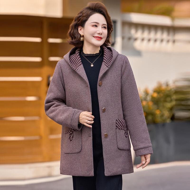 Yalu Women's Autumn Striped Hooded Jacket for Seniors