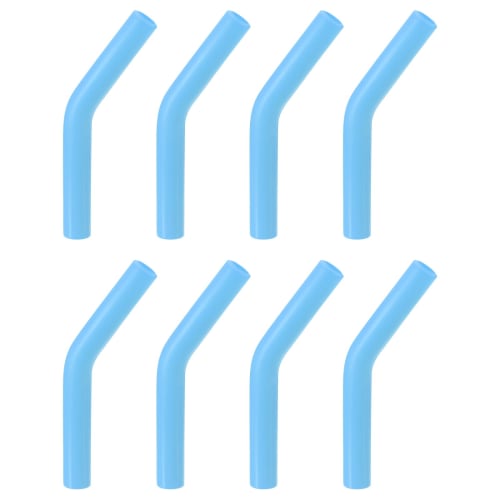 Uxcell Soft Reusable Silicone Straw Tips, Silicone Straw Elbow Tips with Metal Straw Covers for 6mm Outer Diameter Stainless Steel Straws, Sky Blue, 8