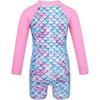 Infant Baby Girl Swimsuit Long Sleeve One-piece Swimwear Mermaid Fish Scales Printed Toddler Girl Bathing Suit Beach Rash Guard