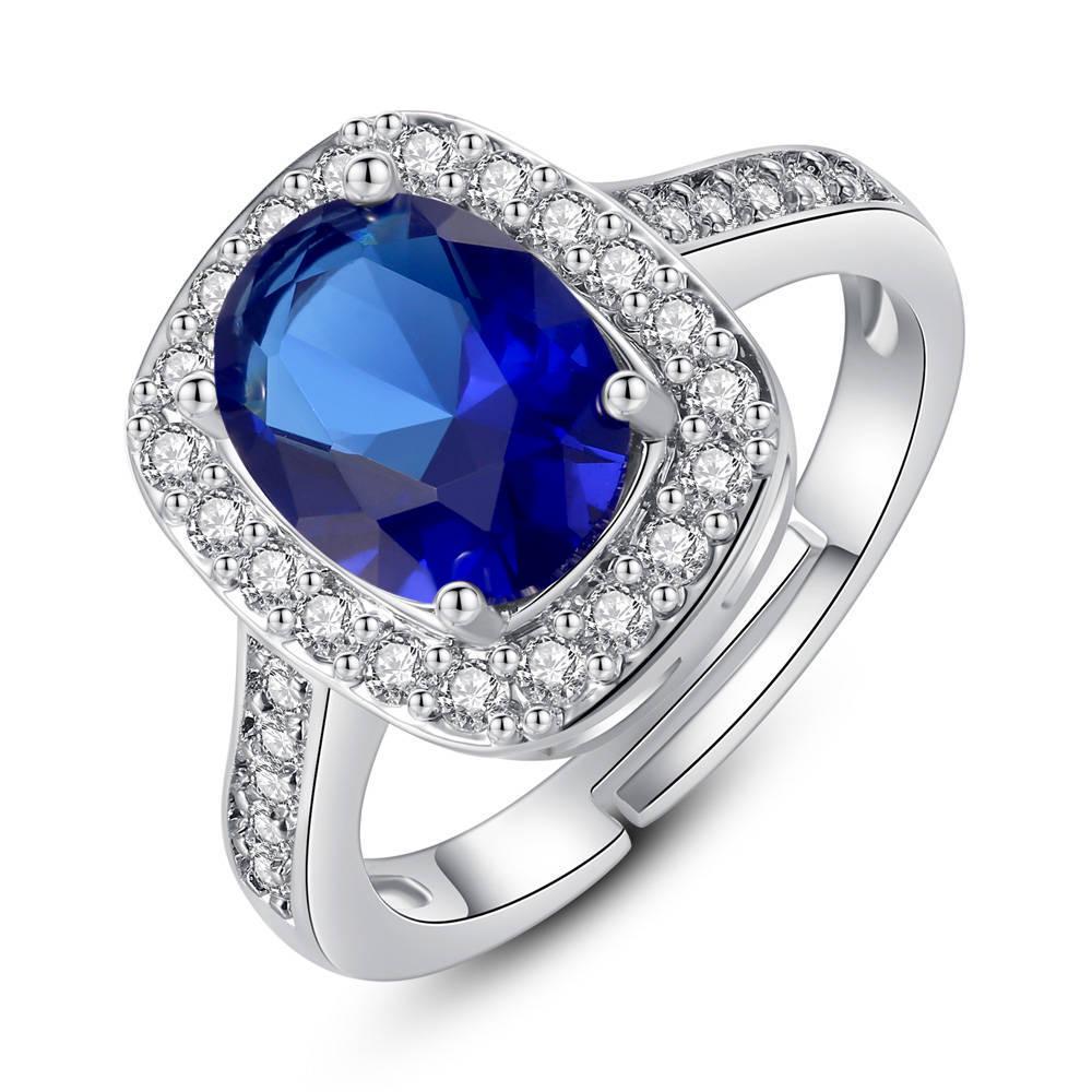 

Овальное кольцо с цирконом, живое кольцо, преувеличенное индивидуальное ювелирное изделие, женское открытое кольцо 11-13 темно-синий