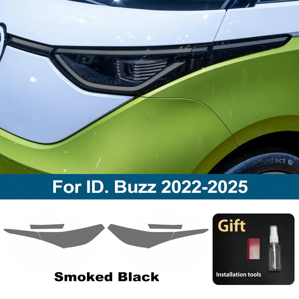 For Volkswagen ID. Buzz 2026-2026 Smoke Black Car Headlight Protective Film TPU PPF Pre Cut Anti-Scratch Headlight Vinyl Film