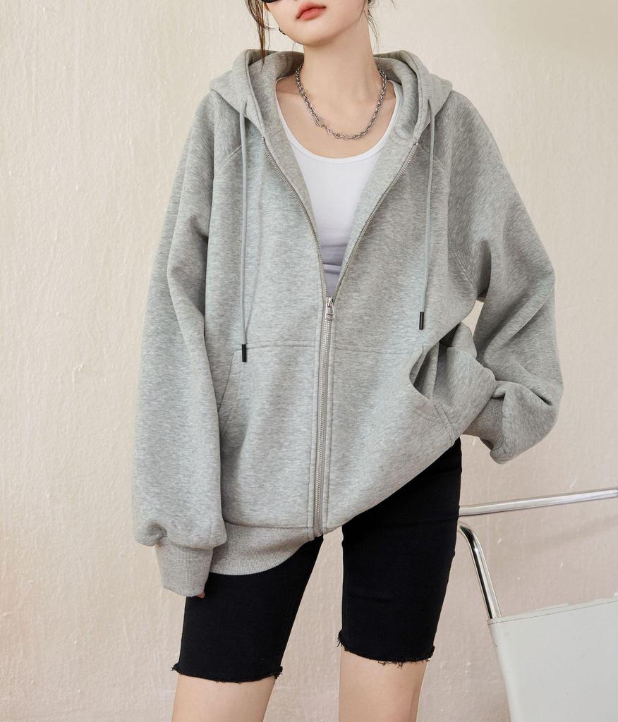 Women's Cozy Hooded Fleece Cardigan - Autumn & Winter Korean Style Loose Fit for Couples