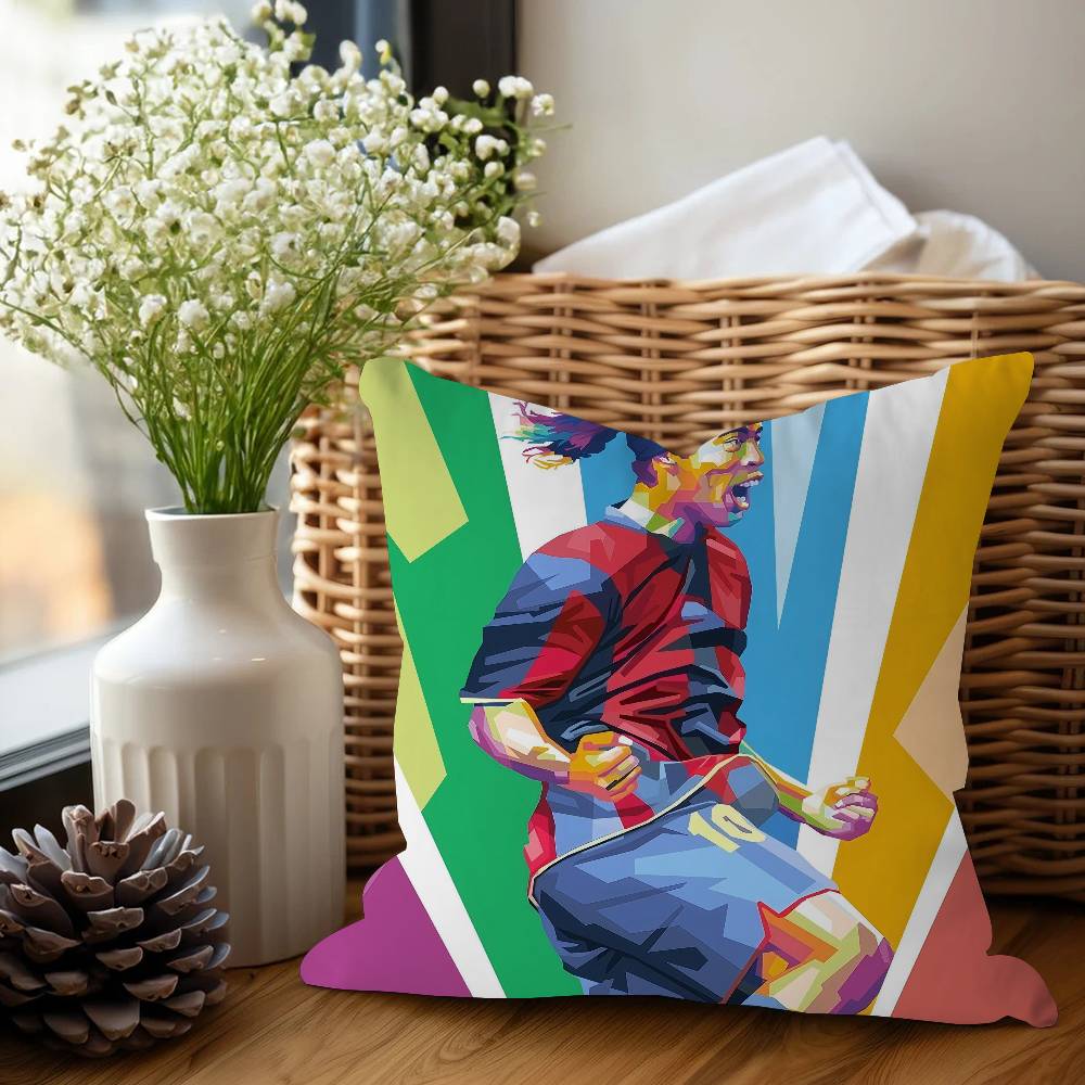 R-Ronaldinho Sport Football Star Pillow Cushion Cover Pillowcase Living Room Sofa Home Decor Customized