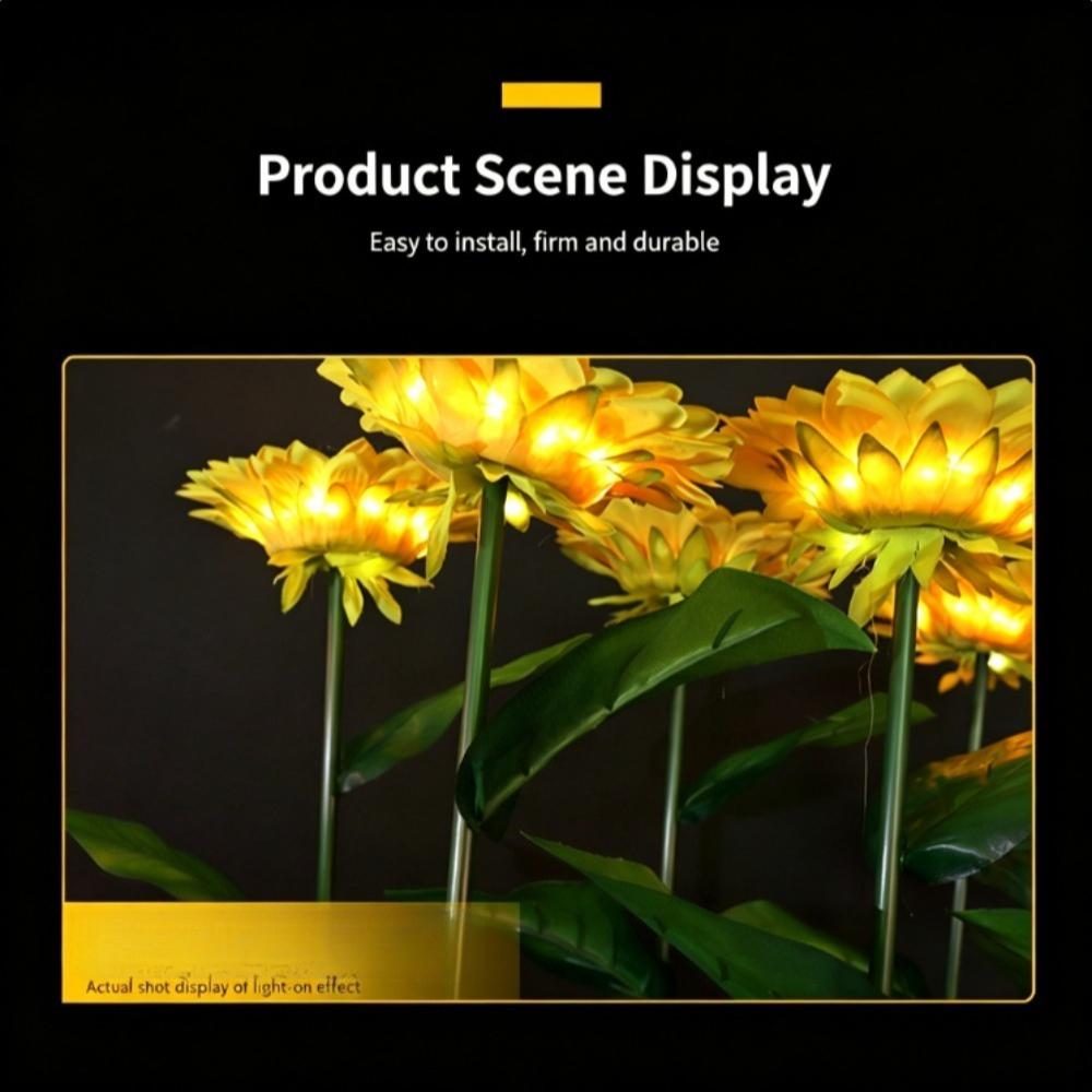 Solar Powered Sunflower Light Outdoor Waterproof LED Ground Insert Lawn Lamp For Garden Lawn Courtyard Decoration