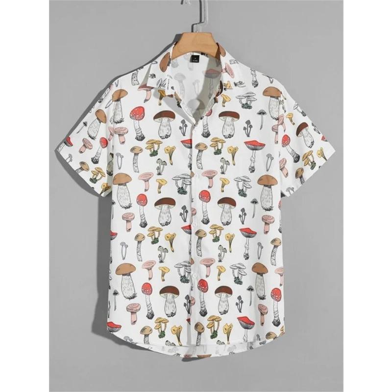 Men's shirts astronaut printed 2024 summer Hawaii short sleeved shirt Men's beach breathable tops Outdoor street men's clothing