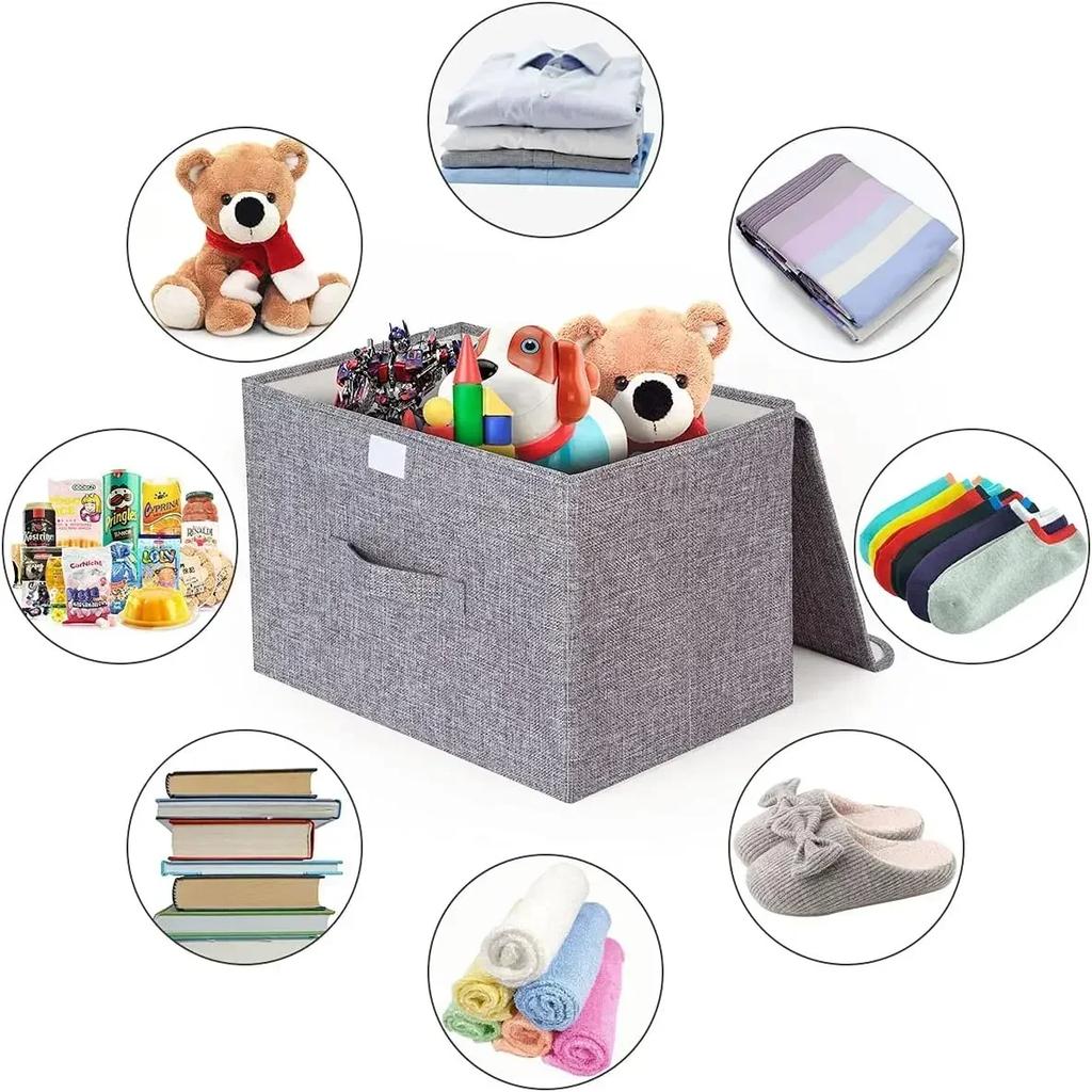 Collapsible Clothing Storage Basket with Lids Large-capacity Foldable Clothing Underwear Socks Storage Box for Storage Shelves